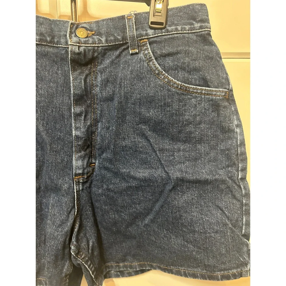 Vintage Lee High Waisted Denim Shorts Dark Wash Made in USA 16 MED Indigo Cotton